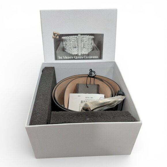 Alexander McQueen Unisex Black Geometric Buckle Leather High Belt (0213) main image 8
